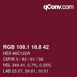 カラーコード: RGB 108.1 18.8 42 | qconv.com