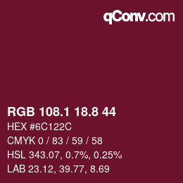カラーコード: RGB 108.1 18.8 44 | qconv.com