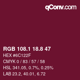 カラーコード: RGB 108.1 18.8 47 | qconv.com