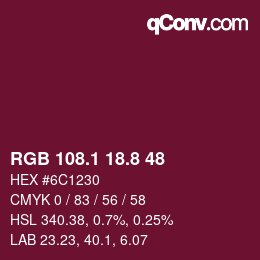 カラーコード: RGB 108.1 18.8 48 | qconv.com