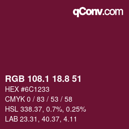 カラーコード: RGB 108.1 18.8 51 | qconv.com