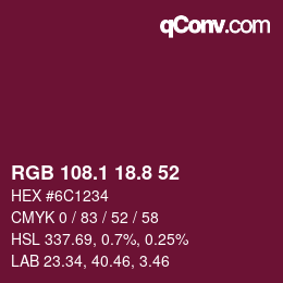 カラーコード: RGB 108.1 18.8 52 | qconv.com