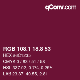 カラーコード: RGB 108.1 18.8 53 | qconv.com
