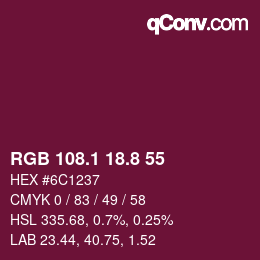 カラーコード: RGB 108.1 18.8 55 | qconv.com