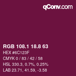 カラーコード: RGB 108.1 18.8 63 | qconv.com