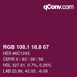 カラーコード: RGB 108.1 18.8 67 | qconv.com