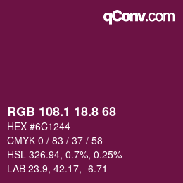 カラーコード: RGB 108.1 18.8 68 | qconv.com