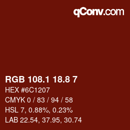 カラーコード: RGB 108.1 18.8 7 | qconv.com