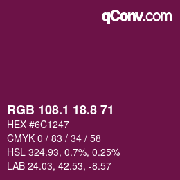 カラーコード: RGB 108.1 18.8 71 | qconv.com