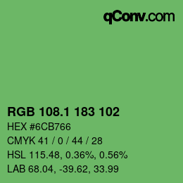 カラーコード: RGB 108.1 183 102 | qconv.com