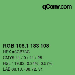 カラーコード: RGB 108.1 183 108 | qconv.com