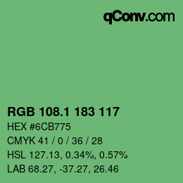 カラーコード: RGB 108.1 183 117 | qconv.com