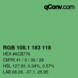 カラーコード: RGB 108.1 183 118 | qconv.com