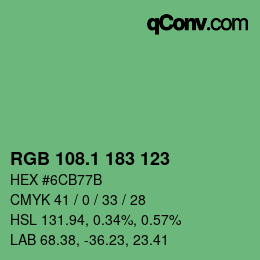 カラーコード: RGB 108.1 183 123 | qconv.com