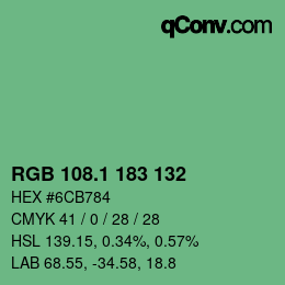 カラーコード: RGB 108.1 183 132 | qconv.com