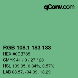 カラーコード: RGB 108.1 183 133 | qconv.com