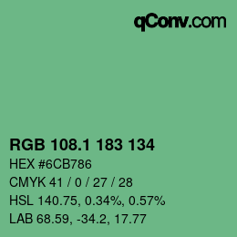 カラーコード: RGB 108.1 183 134 | qconv.com