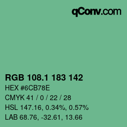 カラーコード: RGB 108.1 183 142 | qconv.com