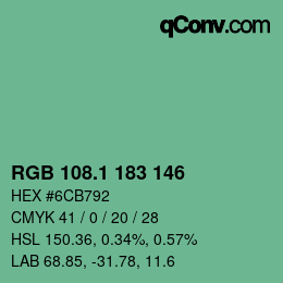 カラーコード: RGB 108.1 183 146 | qconv.com