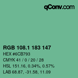 カラーコード: RGB 108.1 183 147 | qconv.com