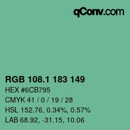 Color code: RGB 108.1 183 149 | qconv.com