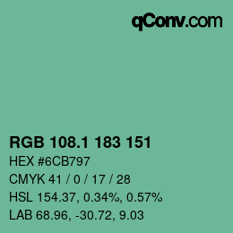 カラーコード: RGB 108.1 183 151 | qconv.com
