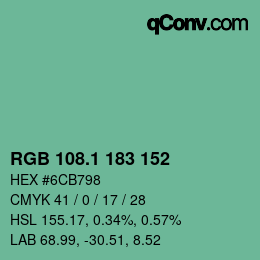 カラーコード: RGB 108.1 183 152 | qconv.com