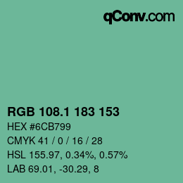 カラーコード: RGB 108.1 183 153 | qconv.com