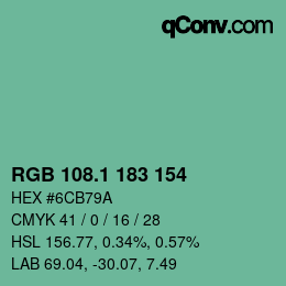 Farbcode: RGB 108.1 183 154 | qconv.com