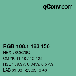 カラーコード: RGB 108.1 183 156 | qconv.com