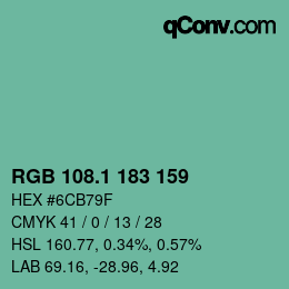 カラーコード: RGB 108.1 183 159 | qconv.com