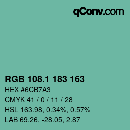 Color code: RGB 108.1 183 163 | qconv.com