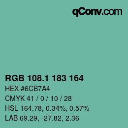 Color code: RGB 108.1 183 164 | qconv.com