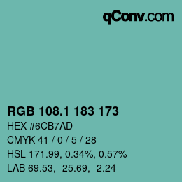 Color code: RGB 108.1 183 173 | qconv.com