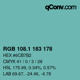 Color code: RGB 108.1 183 178 | qconv.com