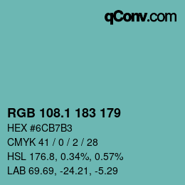 Color code: RGB 108.1 183 179 | qconv.com