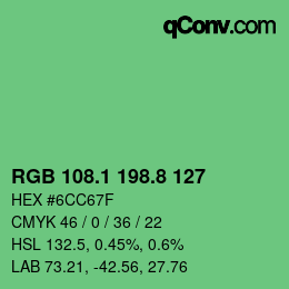 カラーコード: RGB 108.1 198.8 127 | qconv.com