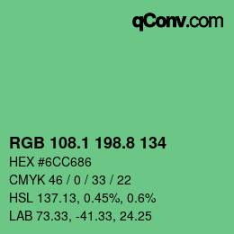 カラーコード: RGB 108.1 198.8 134 | qconv.com