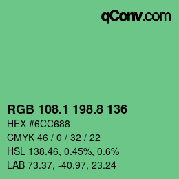 カラーコード: RGB 108.1 198.8 136 | qconv.com