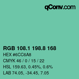Color code: RGB 108.1 198.8 168 | qconv.com