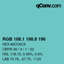 Color code: RGB 108.1 198.8 196 | qconv.com