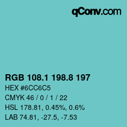 Código de color: RGB 108.1 198.8 197 | qconv.com