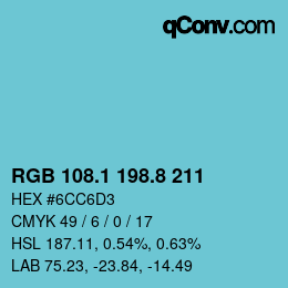 Código de color: RGB 108.1 198.8 211 | qconv.com