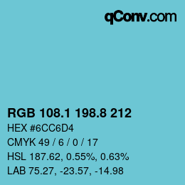 Farbcode: RGB 108.1 198.8 212 | qconv.com