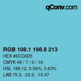 Código de color: RGB 108.1 198.8 213 | qconv.com