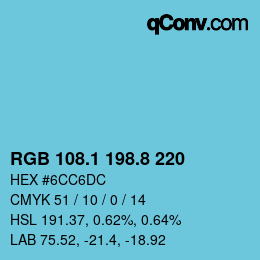 Color code: RGB 108.1 198.8 220 | qconv.com