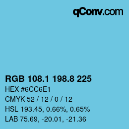 Color code: RGB 108.1 198.8 225 | qconv.com