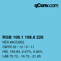 Color code: RGB 108.1 198.8 226 | qconv.com