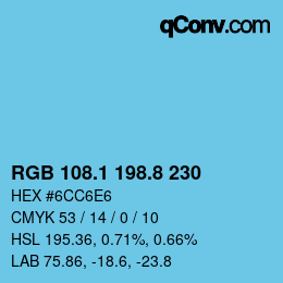 Color code: RGB 108.1 198.8 230 | qconv.com