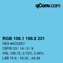 Color code: RGB 108.1 198.8 231 | qconv.com